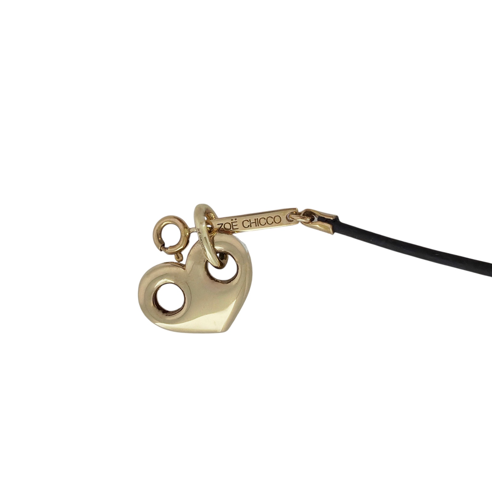 Zoe Chicco 14k Gold Large Mariner Heart Leather Cord Necklace — image 8 of 8